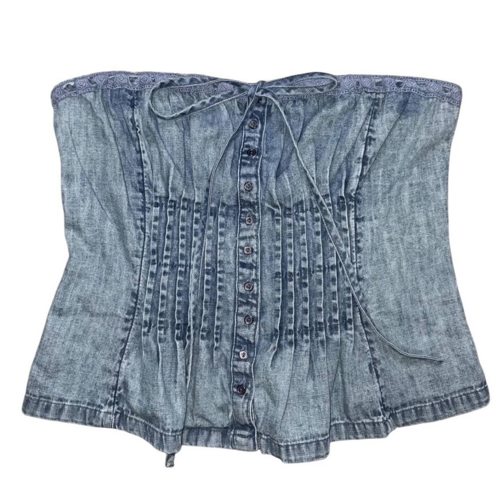 Free People Denim Tube Top in Medium Wash Size Small NWT